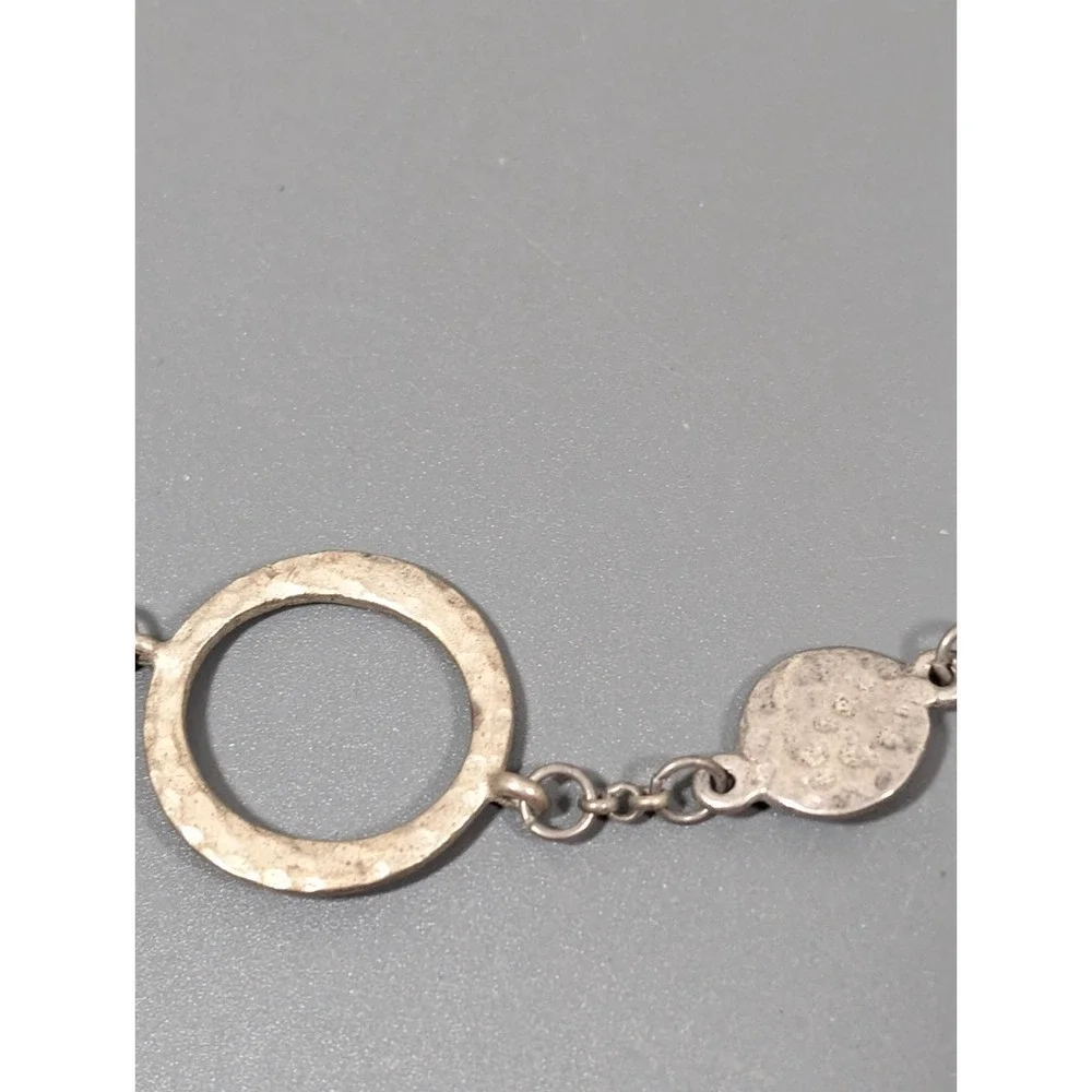 Madewell Silver Tone Hammered Circle Chain Necklace Distressed Industrial 18 in - Picture 3 of 9